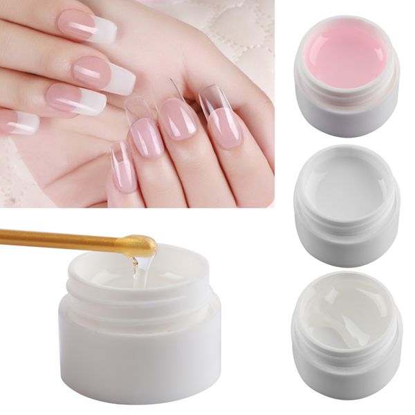 

beauty nail art pink white clear 3 color uv builder gel french quick dry nail gel jelly for extensions strengthening glue, Red;pink