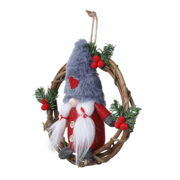 

plush gnome rattan wreath christmas garlands with swedish santa tomte front door wreaths for home kitchen wall window hall decor