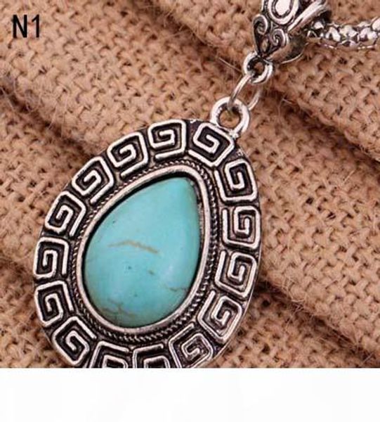 

round tibetan silver turquoise necklace(with chain) 12 pieces a lot mixed style,fashion women's diy european beads pendant necklace gtt