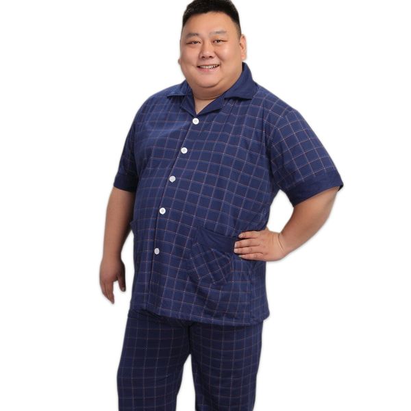 

140kg 5xl home men cotton set pajamas summer short sleeve 100% cotton pajama pijamas homens men pyjama plus size xxxxl, Black;brown