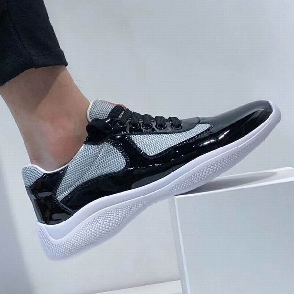 

2019 italian new mens red casual comfort shoes british designer man leisure shoes shiny patent leather with mesh breathable shoes, Black