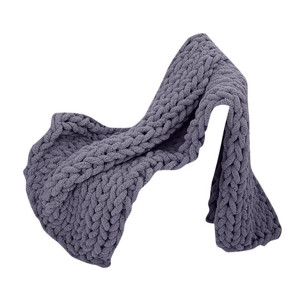 

handmade coarse wool woven blanket chenille knitted blanket sofa wool knitted thick home textile #cl30