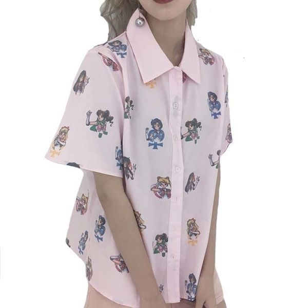

woman women blouse 2019 summer harajuku short sleeve blouse women print sailor ladies kawaii shirt casual plus size female blusas, White