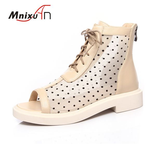 

fashion summer shoes women sandals platform ankle boots 2020 summer peep toe middle chunky heels mesh boots black big size 34-43