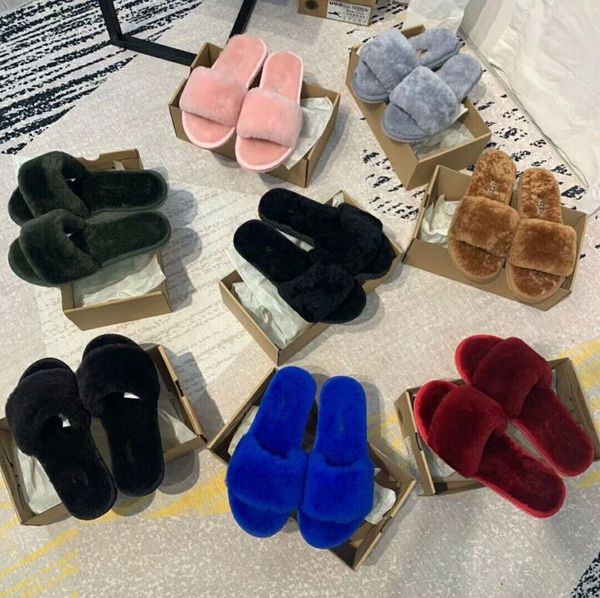 

leadcat fenty rihanna faux fur slippers women girls sandals fashion scuffs black pink red grey blue slides quality