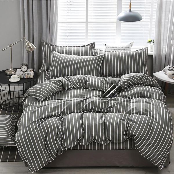 

2020 new ab side bedding solid simple bedding set modern duvet cover set king  full twin bed linen brief bed flat sheet set