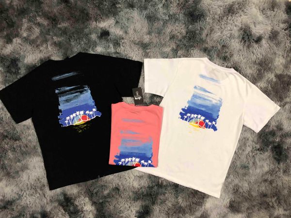 

fashion mens designer tshirt stussys sunset coconut print tshirts large size t-shirt cotton comfortable couple t-shirts tide brand t shirt, White;black