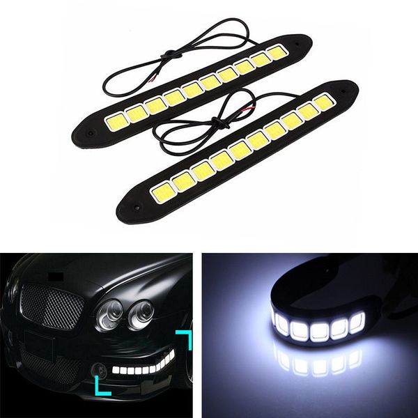 

2x car led drl cob white daytime light 12v 20w fog led running lights driving flexible strip tube automotivo accessories parts