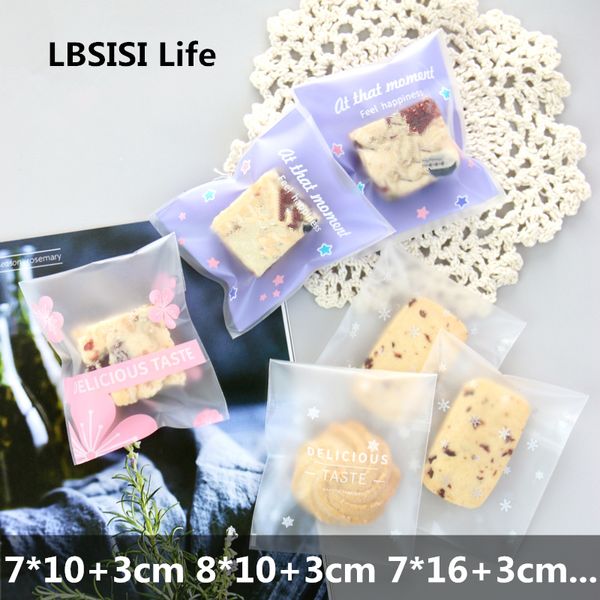 

lbsisi life 100pcs 7*8+3cm frosted cookie candy bags self adhesive thicker chocolate soap package plastic jewelry gift bag