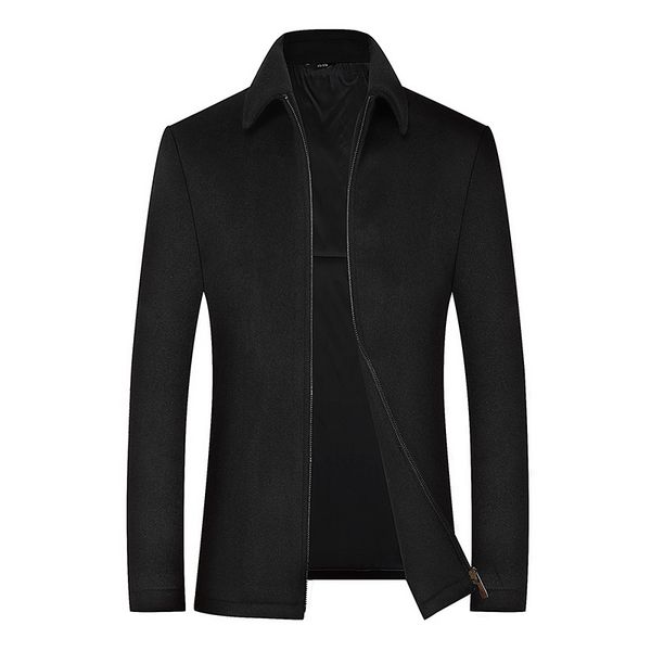 

winter wool coat men's business casual wool coat slim collar cotton jacket men, Black