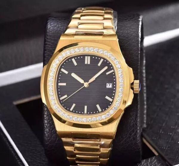 

luxury wristwatches mens watch men's diamond gold watch automatic mechanical stainless steel strap nautilus men watches, Slivery;brown
