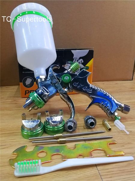 

spray gun gravity feed car paint 600cc cup kit 3 nozzles 1.4/1.7/2.0mm set