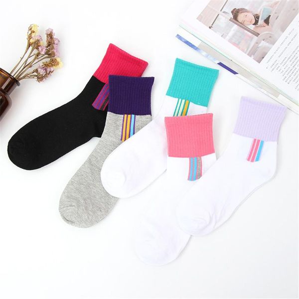 

women cotton socks stripes sport socks school student athletic cycling running breathable sock sneaker basketball, Black