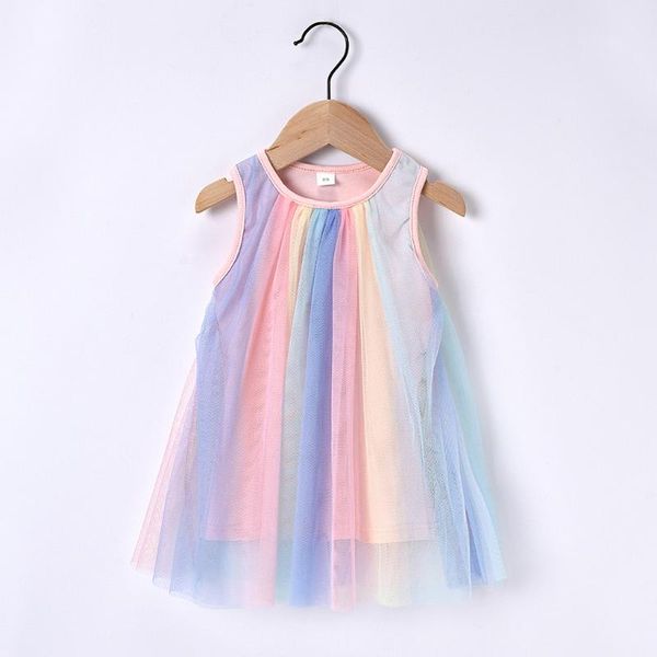 

toddler baby kids girls rainbow tulle princess dresses for girl birthday party dress infant girl dress baby clothes vestidos new, Red;yellow