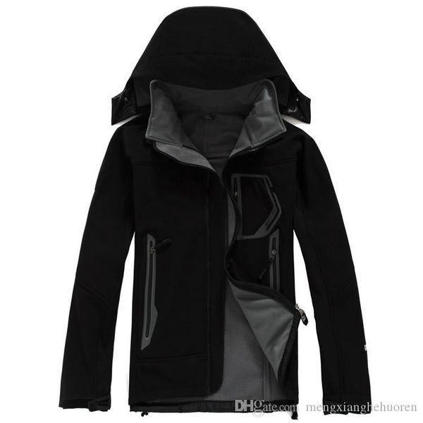 

2018 men's hooded fleece apex bionic north jackets softshell jacket fashion outdoor windproof waterproof climbing face outwear wamg, Black