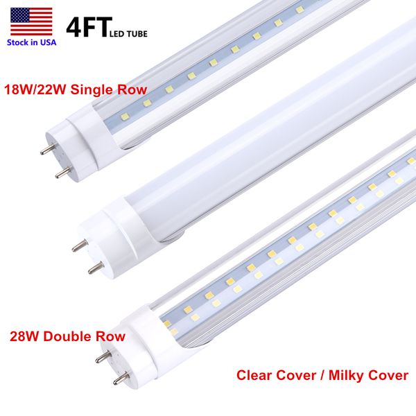 Tubos de luz led de 4 pés, 120v, 220v, 4 pés, 4 pés, t8, 18w, 22w, 28w, g13, bi-pin, lâmpada flouresent, loja, iluminação de garagem, 3 anos de garantia