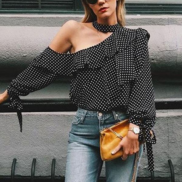 

women fashion blouses shirts long sleeve skew collar office lady chiffon blouse shirt ladies ropa mujer plus size, White