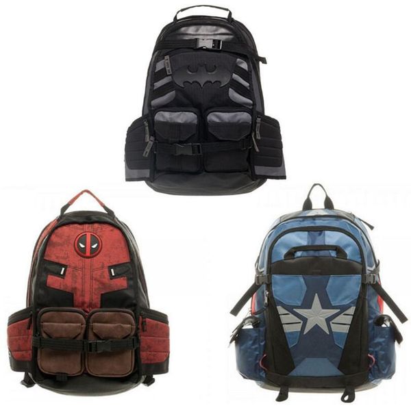 

marvel deadpool loki thor captain america batman notebook backpack quality backpack, travel bag cosplay backpack