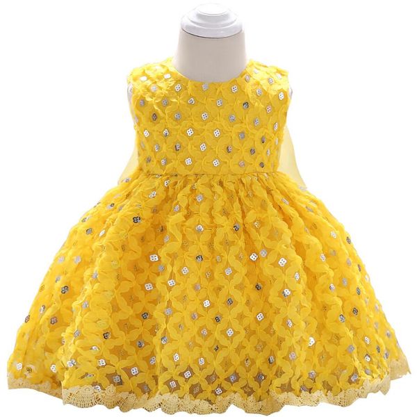 

yellow newborn clothes summer baby girls sequins princess dress girls party dresses infant ball gown 1 year birthday dresses, Red;yellow