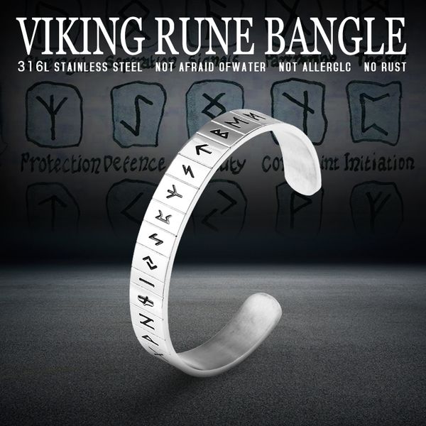 

beier 316l stainless steel dropshipping odin 1pcs nose viking rune bracelet simple and fashion amulet men gift lbrg-027, Black