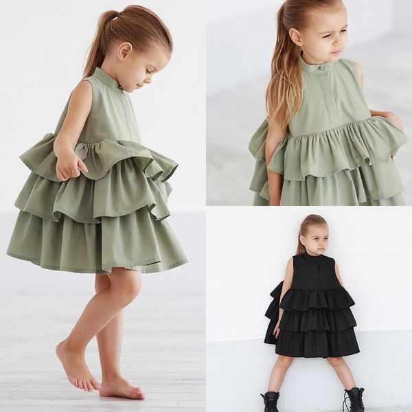 

girl's dresses pudcoco toddler kids baby girls ruffle sleeveless princess dress formal party summer girl clothes, Red;yellow