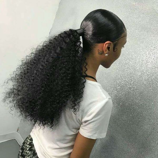Easy Ponytail Hairstyles Clip In Human Hair Ponytail Extension 1b