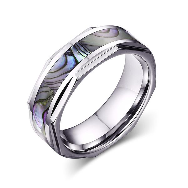 

8mm silver color fashion simple men's rings tungsten carbide shell ring jewelry gift for men boys j026
