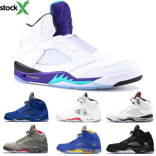 

5 5s basketball shoes sneakers mens women man red suede wings bred laney flight orande olympic grape oregon ducks 2020 designer trainers, Black