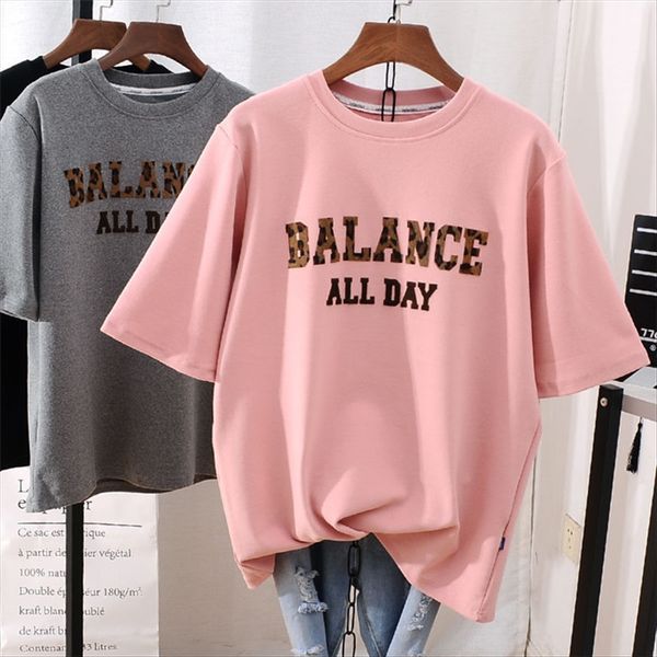 

loose large size fat mm women's half sleeve women's short t-shirt sleeve student t-shirt, White