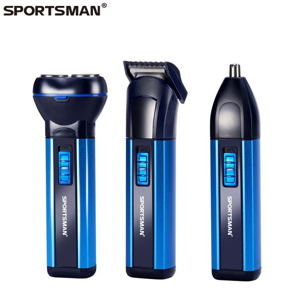 

sportsman 3 in 1 men's electric shaver nose hair trimmer razor beard mustache grooming shaving machine navalha nose trimer