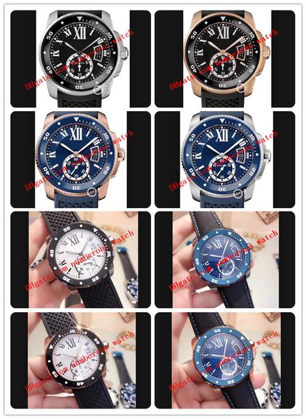 Лучший качественный калибр de Black Roman Dial 42 мм стальные часы W7100056 W2CA0004 WSCA0011 Резиновый ремешок Автоматические модные мужские часы.