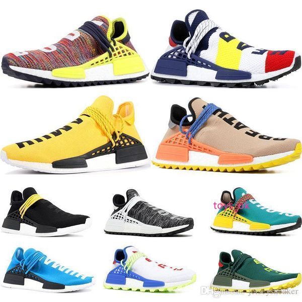 

pharrell williams 2019 himan race running shoes nerd black cream holi trainers mens women sports runner sneaker size 36-47