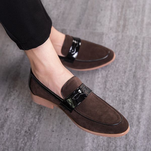 

new british style loafer for men fashion derby shoes matte leather suede shoes casual brand men moccasins soft driving shoe38-47, Black