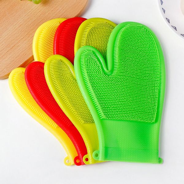 

home useful magic dishwashing gloves for washing dishes silicone cleaning gloves with brushes kitchen household tools