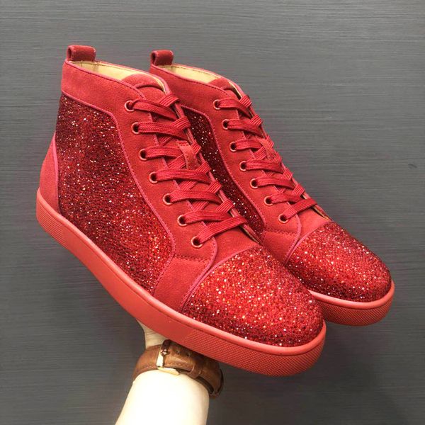 

ace -designer fashion red bottoms shoes studded spikes flat sneakers for men women glitter party lovers genuine leather casual rivet sneaker, Black