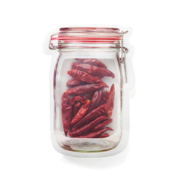 

food jar-shape seal zipper airtight sealer storage bags reusable snack bags