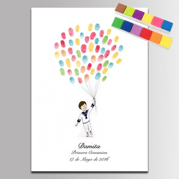 

guest book baby shower fingerprint canvas painting for boys birthday baptism gifts first communion baby shower souvenir painting