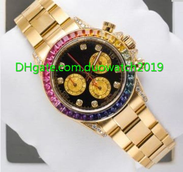 

watch 40mm men 116598 rbow rainbow automatic movement diamond bezel gold bracelet wristwatches no chronograph, Slivery;brown