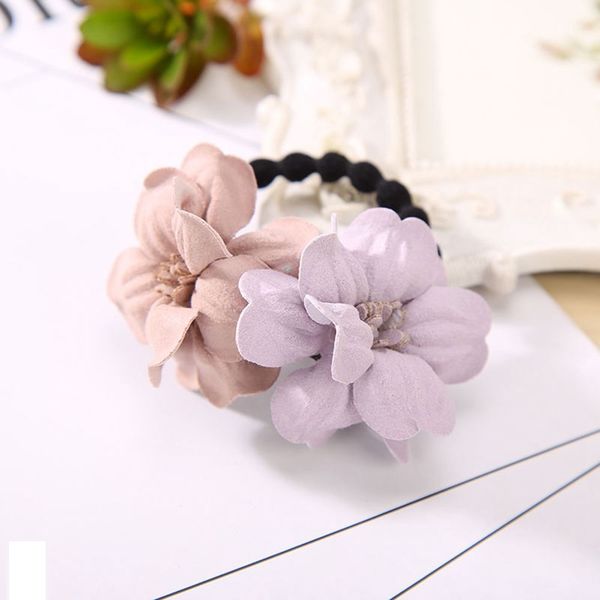 

1/2pcs women girls elastic flower hair ropes hairring faux fashion hair rubber bands cloth ponytail holder accessories