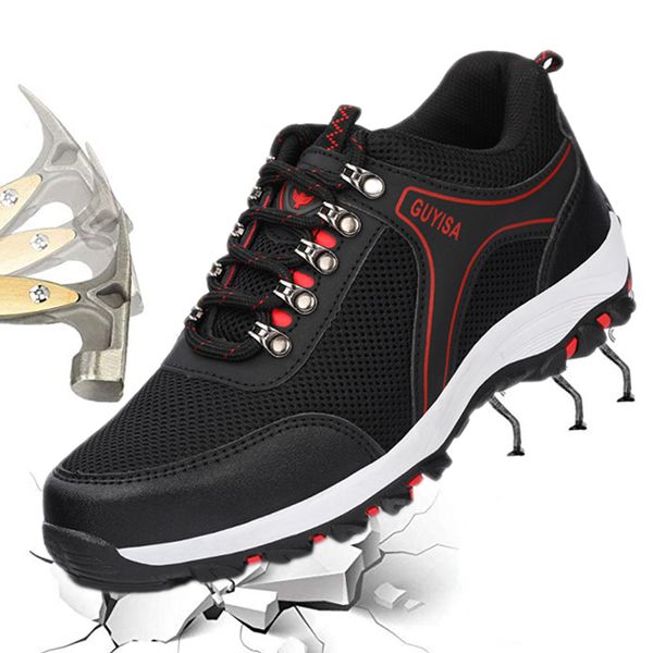 

2019 new men boots breathable men shoes puncture proof indestructible shoes male safety male work safety boot, Black
