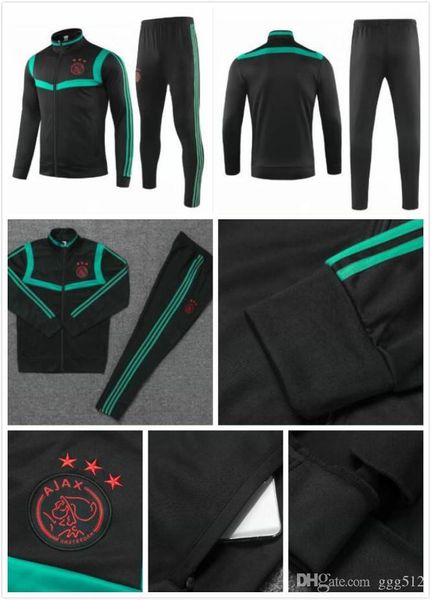 

new 2019 2020 ajax fc soccer jacket tracksuit sportswear 19/20 survetement ziyech tadic huntelaar schone jerseys football jacket, Black