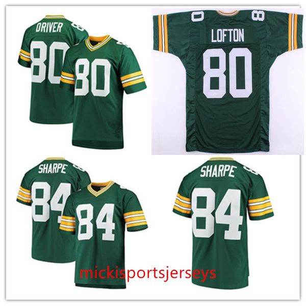 

mens #80 donald driver vintage football jersey stitched green #80 james lofton embroidery #84 sterling sharpe jersey s-3xl, Black