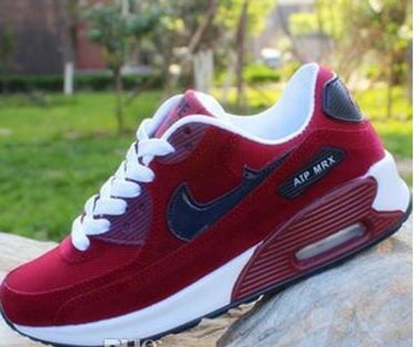 

2018 Mens Sneakers Shoes classic 90 Running Shoes Black Red White Sports Trainer Air Cushion Surface Breathable Sports Shoes 36-45