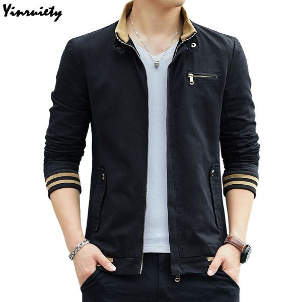 

autumn spring men's cotton baseball jacket solid casual streetwear bomber jackets plus size slim windbreaker jaqueta masculina, Black;brown
