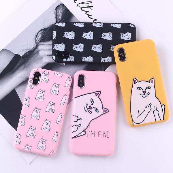 

для iphone 11 pro xs max хг карманный средний палец cat phone case 6 7 8 x plus all-inclusive мягкое дела сотовый телефон