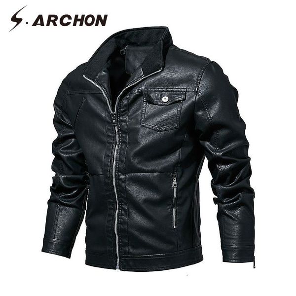 

s.archon new spring autumn bomber pu leather man jacket motorcycle men clothes jacket casual pilot men coat, Black;brown