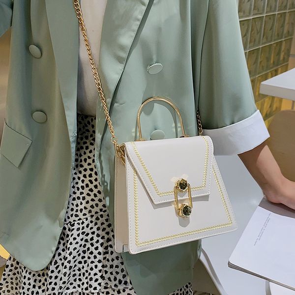 

elegant female metal ring tote bag 2019 fashion new quality pu leather women's handbag chain shoulder messenger bag