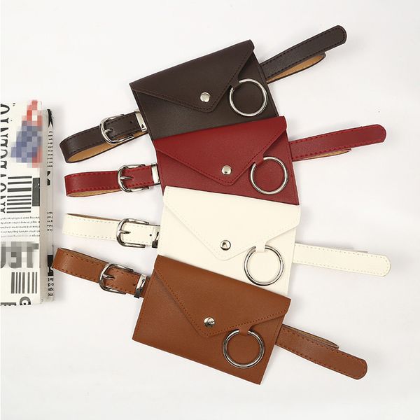 

slim waist packs lady leather fashion ring envelope waist bag women pu leather fanny pack small casual belt bags female bumbag