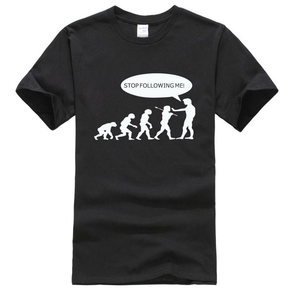 

2019 summer evolution men's t-shirts sfollowing me caveman pattern streetwear t-shirt funny hip hop brand clothing t shirt, White;black