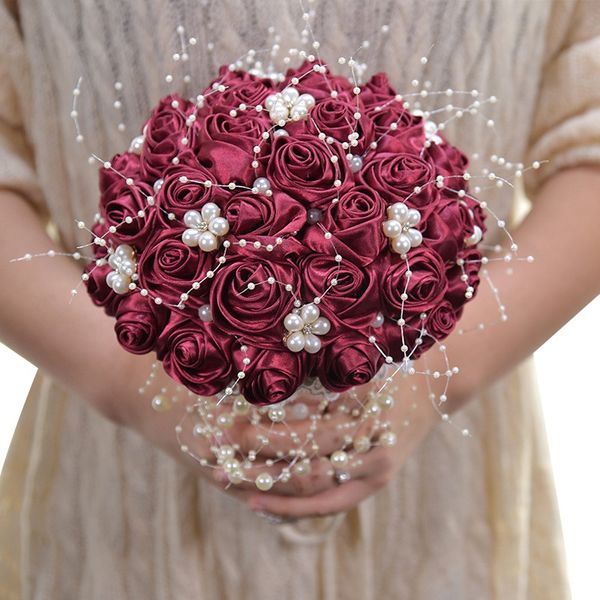 

14 colors gorgeous wedding flowers bridal bouquets artificial wedding bouquet crystal sparkle with pearls dropship 1